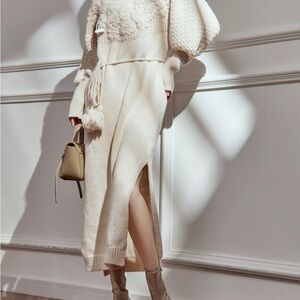 Stylish Cream Knit Sweater Dress